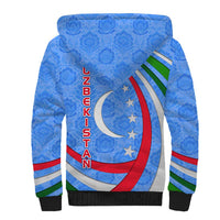 Uzbekistan Sherpa Hoodie with Crescent Star and Ornamental Swirl Design - Wonder Print Shop