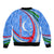 Uzbekistan Sleeve Zip Bomber Jacket with Crescent Star and Ornamental Swirl Design - Wonder Print Shop