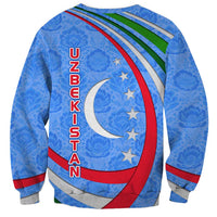 Uzbekistan Sweatshirt with Crescent Star and Ornamental Swirl Design - Wonder Print Shop
