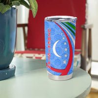 Uzbekistan Tumbler Cup with Crescent Star and Ornamental Swirl Design - Wonder Print Shop