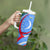 Uzbekistan Tumbler With Handle with Crescent Star and Ornamental Swirl Design - Wonder Print Shop