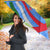 Uzbekistan Umbrella with Crescent Star and Ornamental Swirl Design - Wonder Print Shop