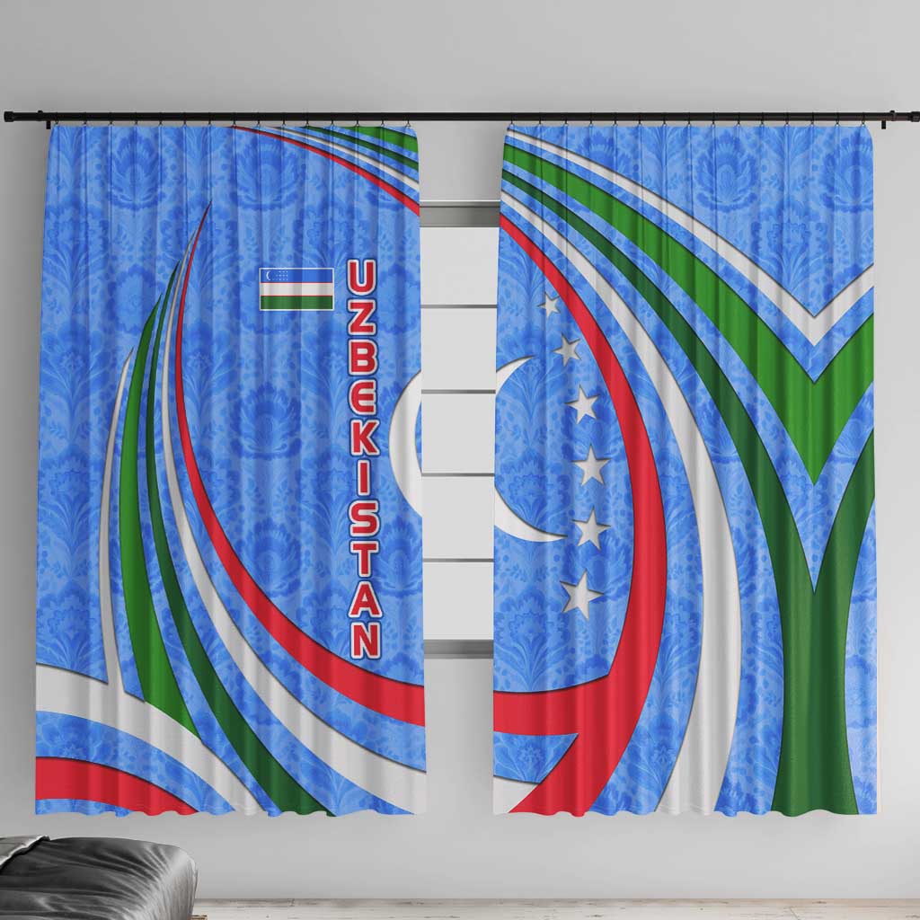 Uzbekistan Window Curtain with Crescent Star and Ornamental Swirl Design - Wonder Print Shop