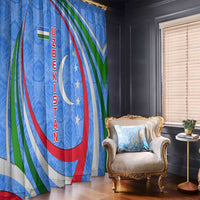 Uzbekistan Window Curtain with Crescent Star and Ornamental Swirl Design - Wonder Print Shop