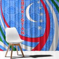 Uzbekistan Window Curtain with Crescent Star and Ornamental Swirl Design - Wonder Print Shop