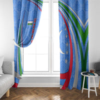 Uzbekistan Window Curtain with Crescent Star and Ornamental Swirl Design - Wonder Print Shop