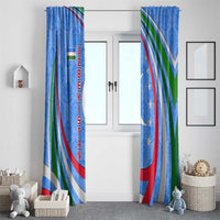 Uzbekistan Window Curtain with Crescent Star and Ornamental Swirl Design - Wonder Print Shop