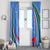 Uzbekistan Window Curtain with Crescent Star and Ornamental Swirl Design - Wonder Print Shop