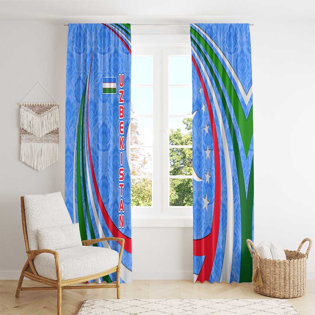 Uzbekistan Window Curtain with Crescent Star and Ornamental Swirl Design - Wonder Print Shop