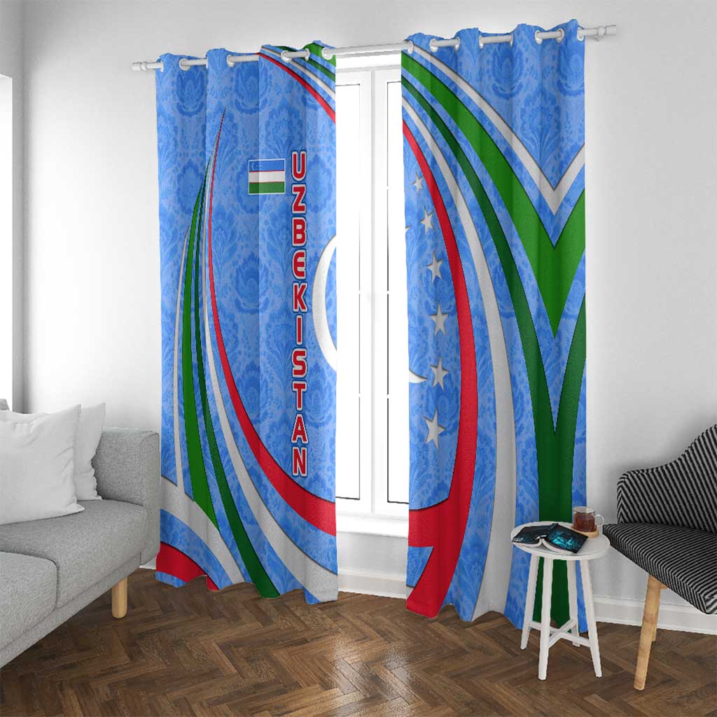 Uzbekistan Window Curtain with Crescent Star and Ornamental Swirl Design - Wonder Print Shop
