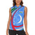 Uzbekistan Women Sleeveless Polo Shirt with Crescent Star and Ornamental Swirl Design - Wonder Print Shop