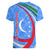 Uzbekistan Women V-Neck T-Shirt with Crescent Star and Ornamental Swirl Design - Wonder Print Shop