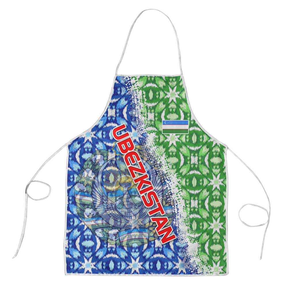 Uzbekistan Apron with Ikat Pattern and National Coat of Arms Design - Wonder Print Shop