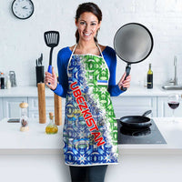 Uzbekistan Apron with Ikat Pattern and National Coat of Arms Design - Wonder Print Shop