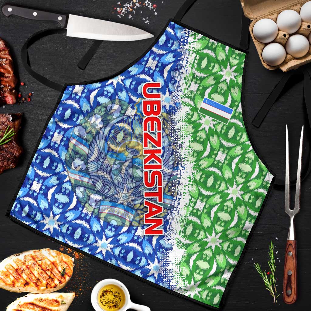 Uzbekistan Apron with Ikat Pattern and National Coat of Arms Design - Wonder Print Shop
