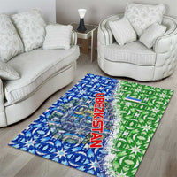 Uzbekistan Area Rug with Ikat Pattern and National Coat of Arms Design - Wonder Print Shop