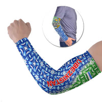 Uzbekistan Arm Sleeves with Ikat Pattern and National Coat of Arms Design - Wonder Print Shop