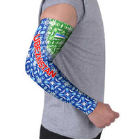 Uzbekistan Arm Sleeves with Ikat Pattern and National Coat of Arms Design - Wonder Print Shop