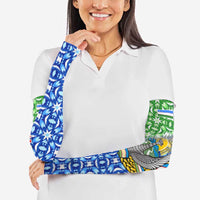 Uzbekistan Arm Sleeves with Ikat Pattern and National Coat of Arms Design - Wonder Print Shop