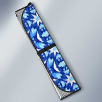 Uzbekistan Auto Sun Shade with Ikat Pattern and National Coat of Arms Design - Wonder Print Shop