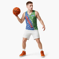 Uzbekistan Basketball Jersey with Ikat Pattern and National Coat of Arms Design - Wonder Print Shop