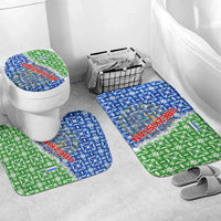 Uzbekistan Bathroom Set with Ikat Pattern and National Coat of Arms Design - Wonder Print Shop