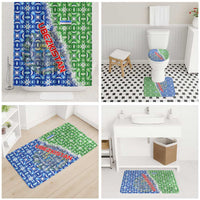 Uzbekistan Bathroom Set with Ikat Pattern and National Coat of Arms Design - Wonder Print Shop