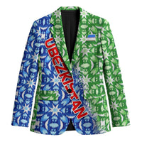 Uzbekistan Blazer with Ikat Pattern and National Coat of Arms Design - Wonder Print Shop