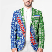 Uzbekistan Blazer with Ikat Pattern and National Coat of Arms Design - Wonder Print Shop