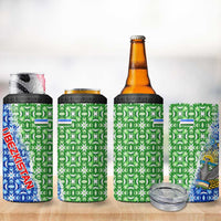 Uzbekistan 4 in 1 Can Cooler Tumbler with Ikat Pattern and National Coat of Arms Design - Wonder Print Shop