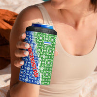Uzbekistan 4 in 1 Can Cooler Tumbler with Ikat Pattern and National Coat of Arms Design - Wonder Print Shop