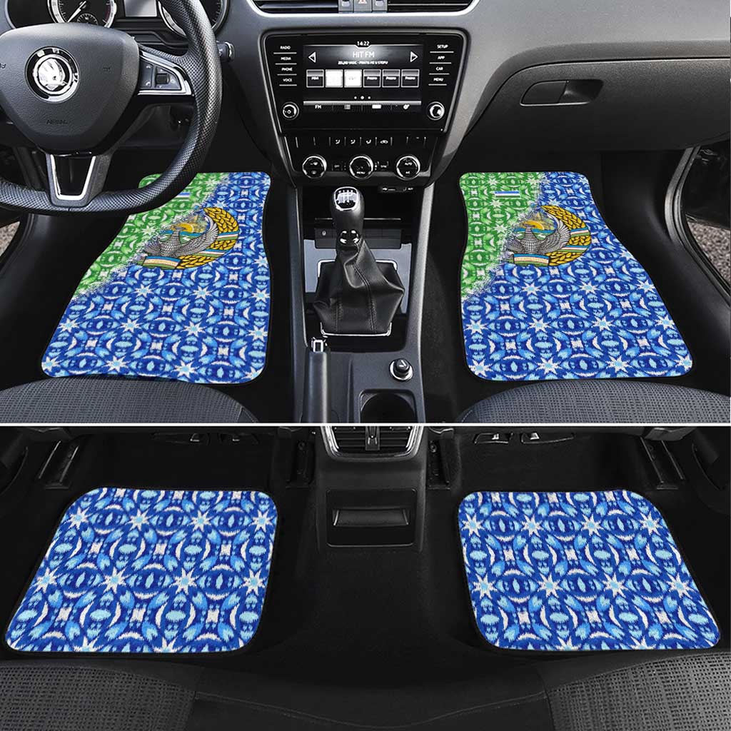 Uzbekistan Car Mats with Ikat Pattern and National Coat of Arms Design - Wonder Print Shop