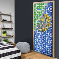 Uzbekistan Door Cover with Ikat Pattern and National Coat of Arms Design - Wonder Print Shop
