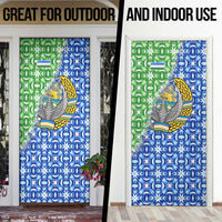 Uzbekistan Door Cover with Ikat Pattern and National Coat of Arms Design - Wonder Print Shop