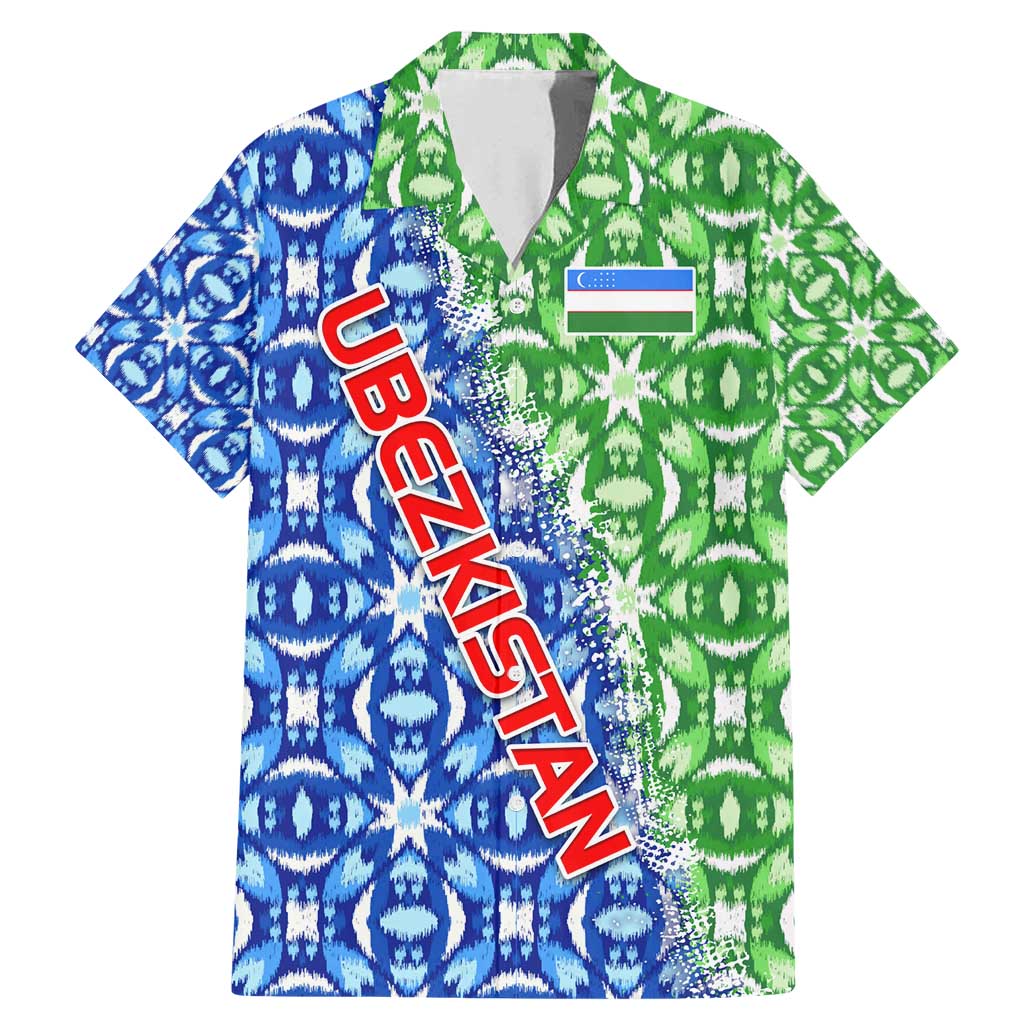 Uzbekistan Family Matching Mermaid Dress and Hawaiian Shirt with Ikat Pattern and National Coat of Arms Design - Wonder Print Shop