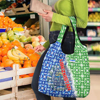 Uzbekistan Grocery Bag with Ikat Pattern and National Coat of Arms Design - Wonder Print Shop