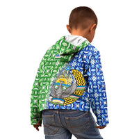 Uzbekistan Kid Hoodie with Ikat Pattern and National Coat of Arms Design - Wonder Print Shop