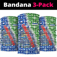 Uzbekistan Neck Gaiter with Ikat Pattern and National Coat of Arms Design TS04