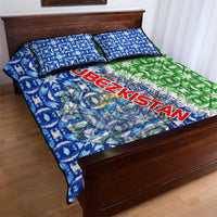 Uzbekistan Quilt Bed Set with Ikat Pattern and National Coat of Arms Design - Wonder Print Shop