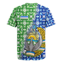 Uzbekistan Rugby Jersey with Ikat Pattern and National Coat of Arms Design - Wonder Print Shop