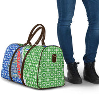 Uzbekistan Travel Bag with Ikat Pattern and National Coat of Arms Design - Wonder Print Shop