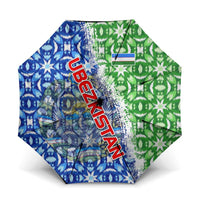 Uzbekistan Umbrella with Ikat Pattern and National Coat of Arms Design - Wonder Print Shop