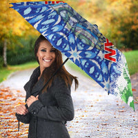 Uzbekistan Umbrella with Ikat Pattern and National Coat of Arms Design - Wonder Print Shop
