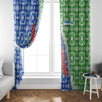 Uzbekistan Window Curtain with Ikat Pattern and National Coat of Arms Design - Wonder Print Shop