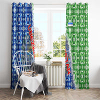 Uzbekistan Window Curtain with Ikat Pattern and National Coat of Arms Design - Wonder Print Shop