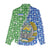 Uzbekistan Women Casual Shirt with Ikat Pattern and National Coat of Arms Design - Wonder Print Shop