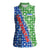 Uzbekistan Women Sleeveless Polo Shirt with Ikat Pattern and National Coat of Arms Design - Wonder Print Shop