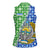 Uzbekistan Women Sleeveless Polo Shirt with Ikat Pattern and National Coat of Arms Design - Wonder Print Shop