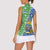 Uzbekistan Women Sleeveless Polo Shirt with Ikat Pattern and National Coat of Arms Design - Wonder Print Shop