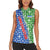 Uzbekistan Women Sleeveless Polo Shirt with Ikat Pattern and National Coat of Arms Design - Wonder Print Shop